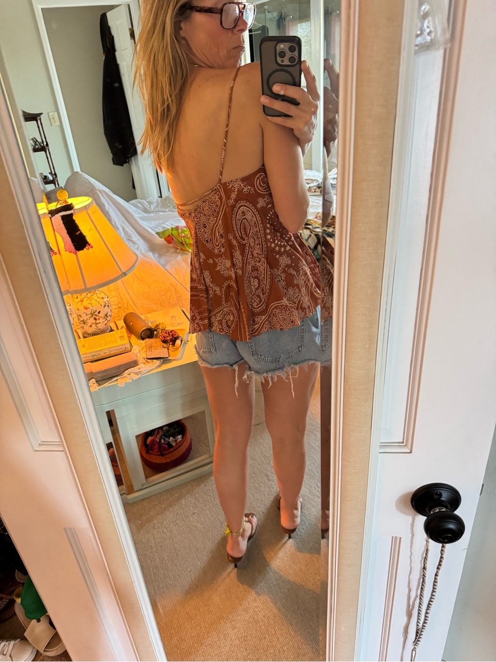 Zara Rust Paisley Spaghetti-Strap Camisole - Picture 3 of 3